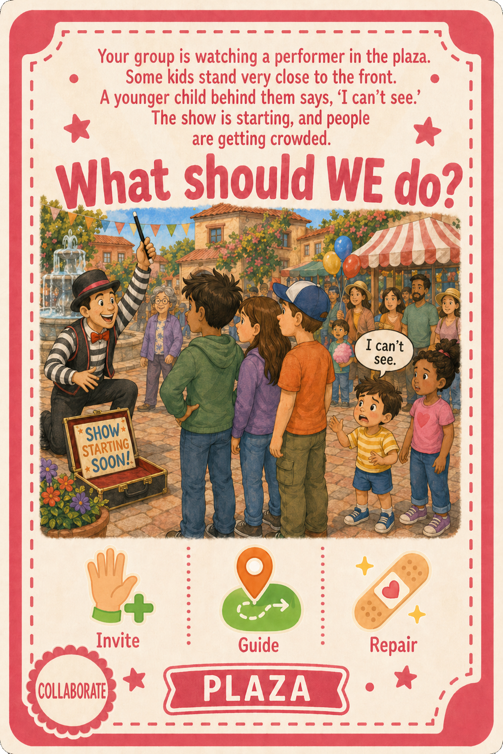 Plaza cooperative challenge card